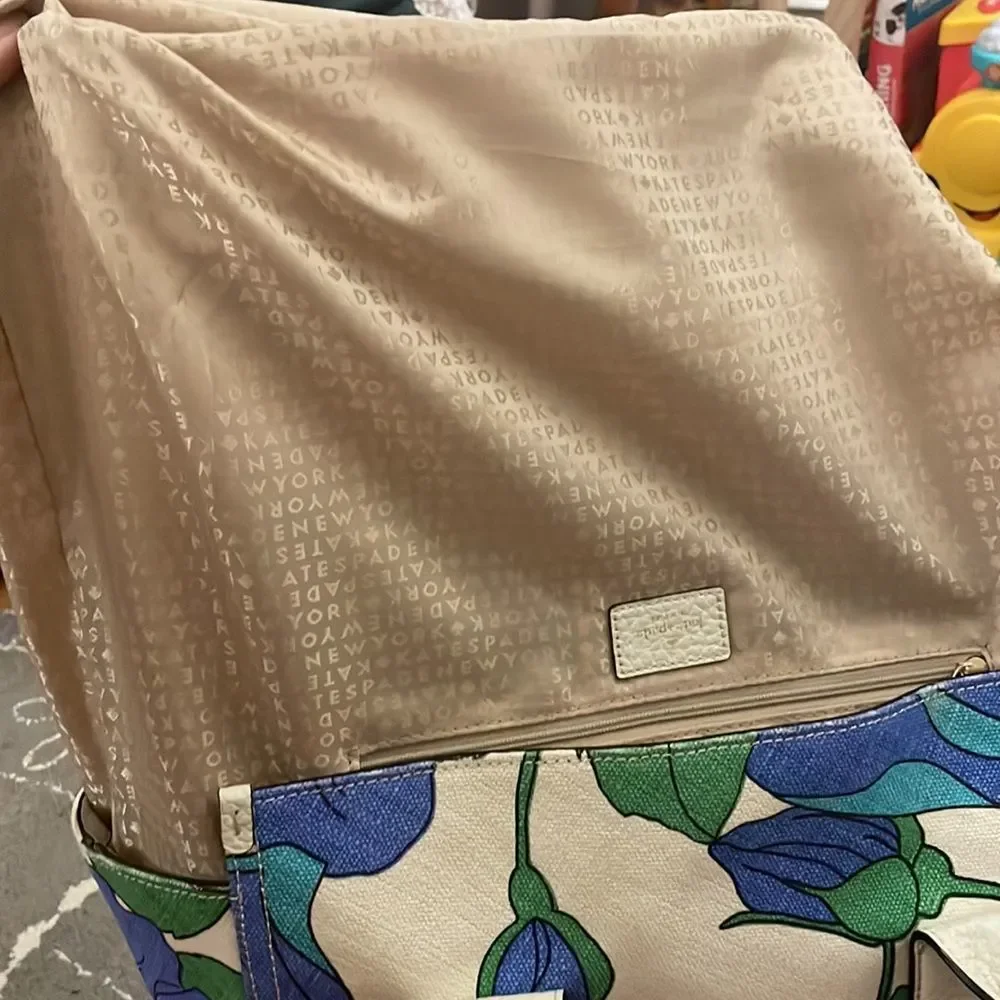 Kate Spade Blue Floral Canvas Style Large tote bag